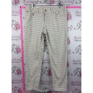 Polka Dot jeans pants real straight white - Cream with Black Dots